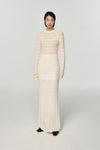 SWAYING/KNIT striped diagonal sleeve bottoming shirt SW23AW1T14 white